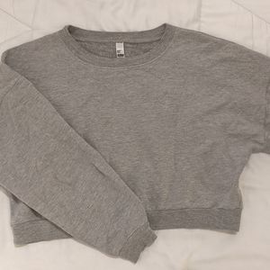American Apparel crop heather grey crew fleece sweatshirt